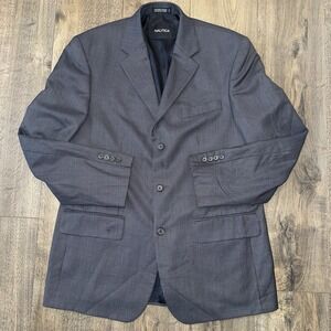 Nautica Sport Coat Mens 40R Checkered Micro Houndstooth Blazer Suit Jacket